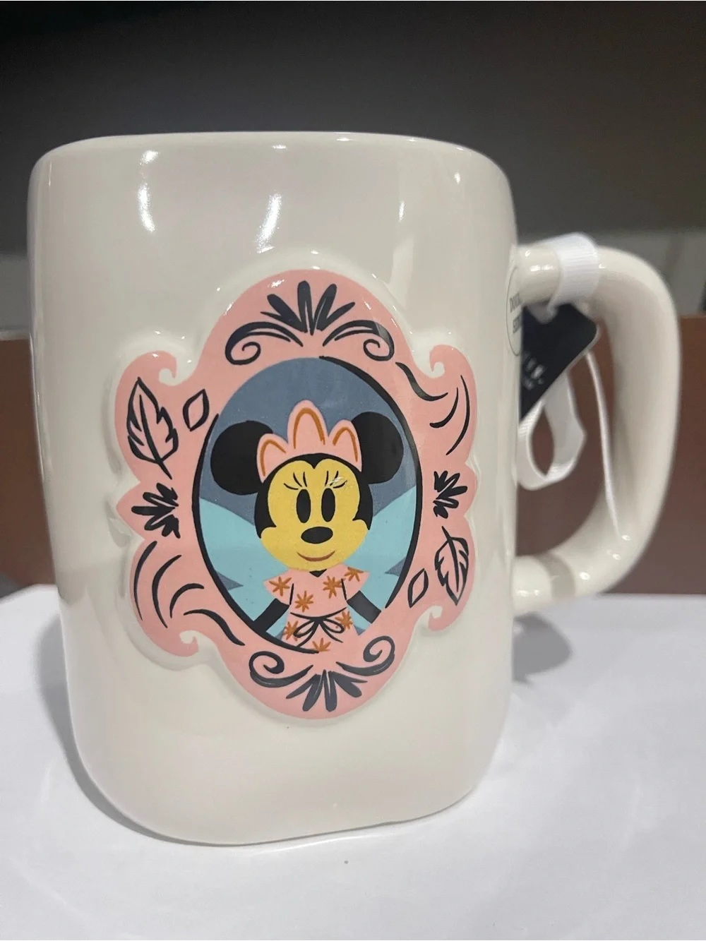 Disney Minnie Mouse Cream Mug with Pink Frame and Blue Accent